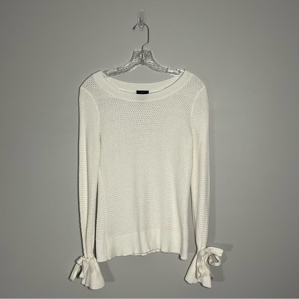 Ann Taylor Factory Top Womens White Large Bell Sleeves With Ties